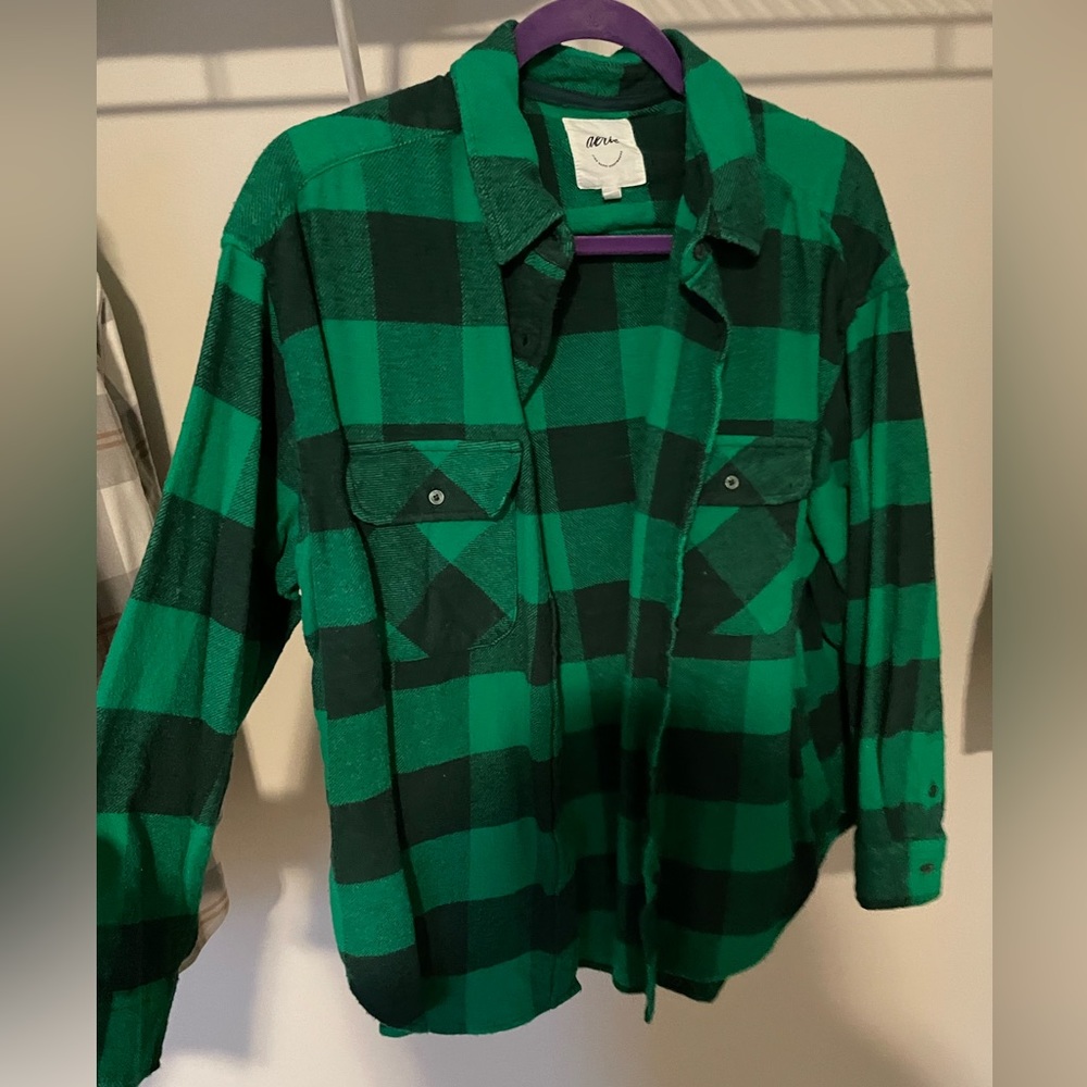 Aerie Green & Black NWOT Flannel